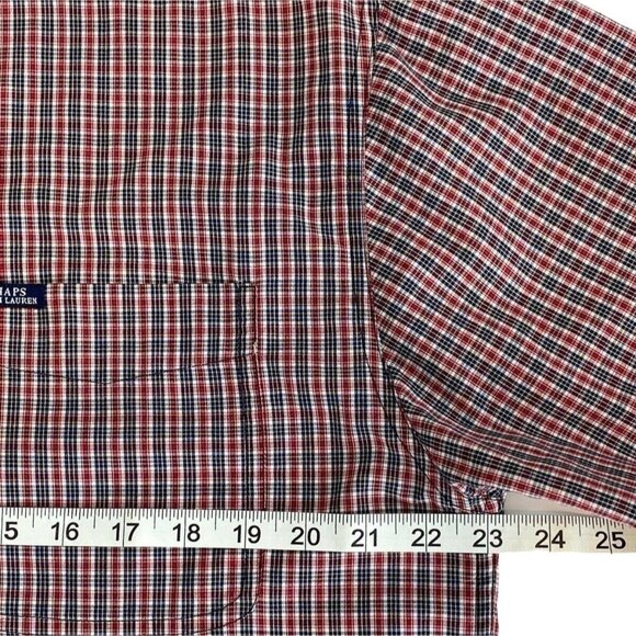 Ralph Lauren Chaps Men's Shirt Sz M Short Sleeve Button Down Red/Black Check - Picture 5 of 8